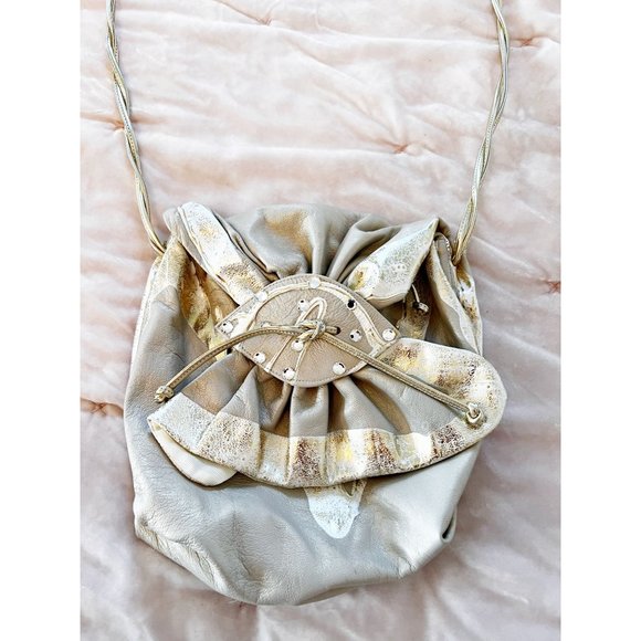 1980’s Med/Large Terry And Toni Designer Cream And Gold Leather Jacket Plus - Picture 9 of 11